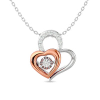 Thumbnail for Diamond Shimmering Duel Heart Pendant 1/6 ct tw in 10K White Gold