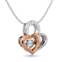 Thumbnail for Diamond Shimmering Duel Heart Pendant 1/6 ct tw in 10K White Gold