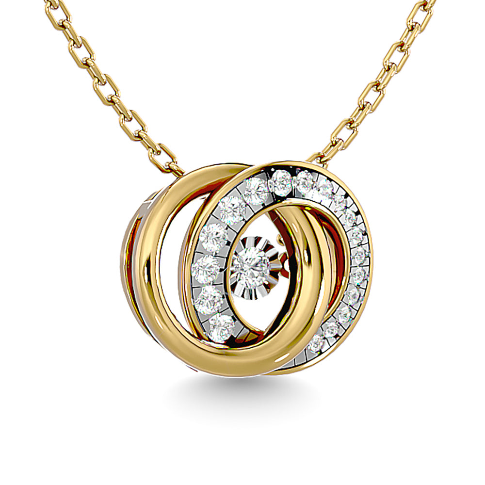 Diamond 1/4 Ct.Tw. Interlinked Circle Pendant in 14K Yellow Gold