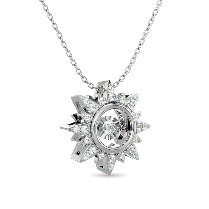 Diamond Shimmering Sun Pendant 1/6 ct tw in 10K White Gold