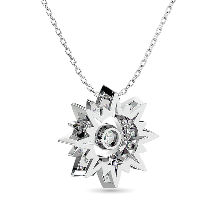 Diamond Shimmering Sun Pendant 1/6 ct tw in 10K White Gold