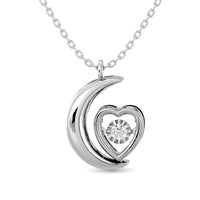 Thumbnail for Diamond Shimmering Moon and Heart Pendant 1/20 ct tw in Sterling Silver