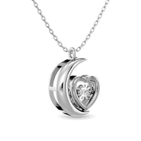 Thumbnail for Diamond Shimmering Moon and Heart Pendant 1/20 ct tw in Sterling Silver