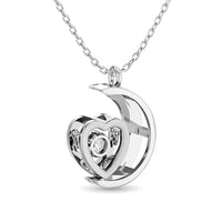 Thumbnail for Diamond Shimmering Moon and Heart Pendant 1/20 ct tw in Sterling Silver