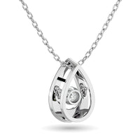 Thumbnail for Diamond Shimmering Drop Pendant 1/20 ct tw in Sterling Silver