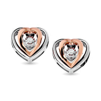 Thumbnail for Diamond Two Tone Heart Earrings 1/20 ct tw in 10K White Gold