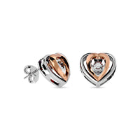 Thumbnail for Diamond Two Tone Heart Earrings 1/20 ct tw in 10K White Gold