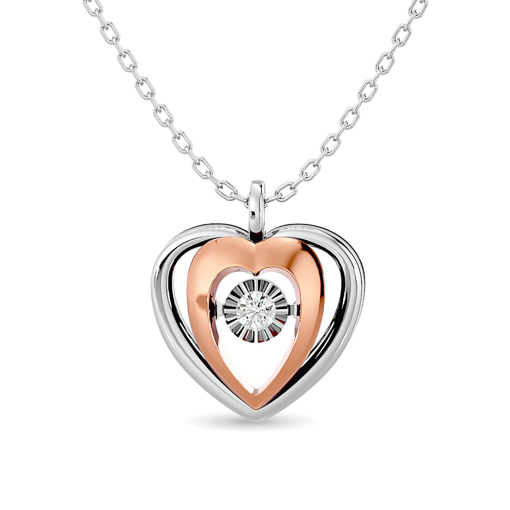 Diamond Shimmering Heart Pendant 1/20 ct tw in 10K Two Tone Gold
