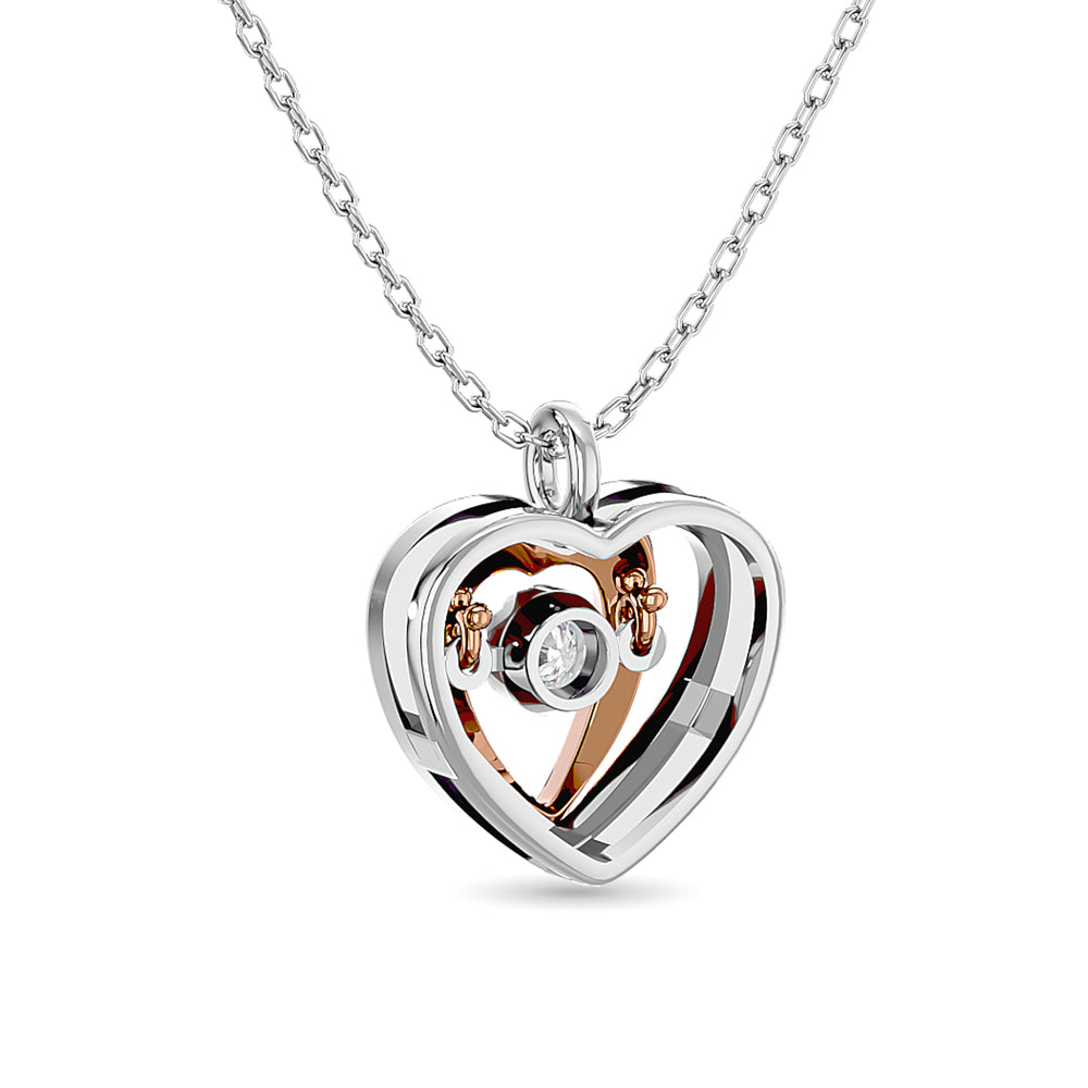 Diamond Shimmering Heart Pendant 1/20 ct tw in 10K Two Tone Gold