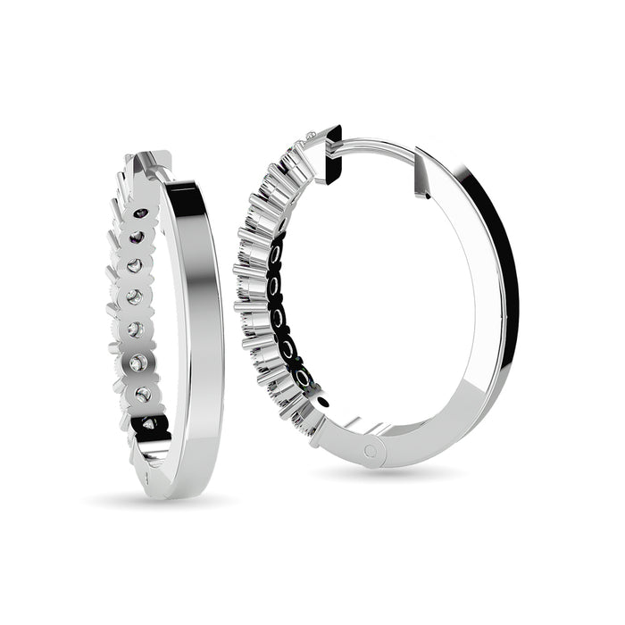 Diamond Hoop Earrings 1/8 ct tw in Sterling Silver