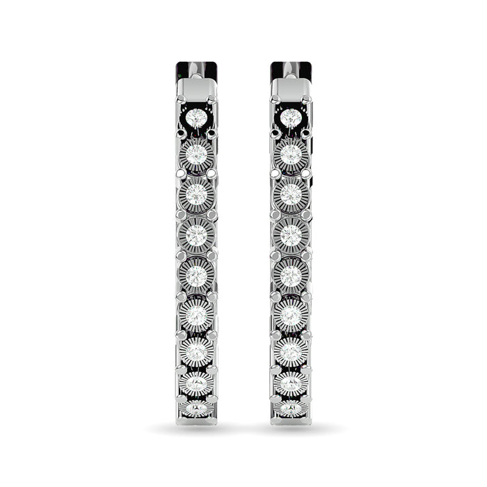 Diamond Hoop Earrings 1/8 ct tw in Sterling Silver