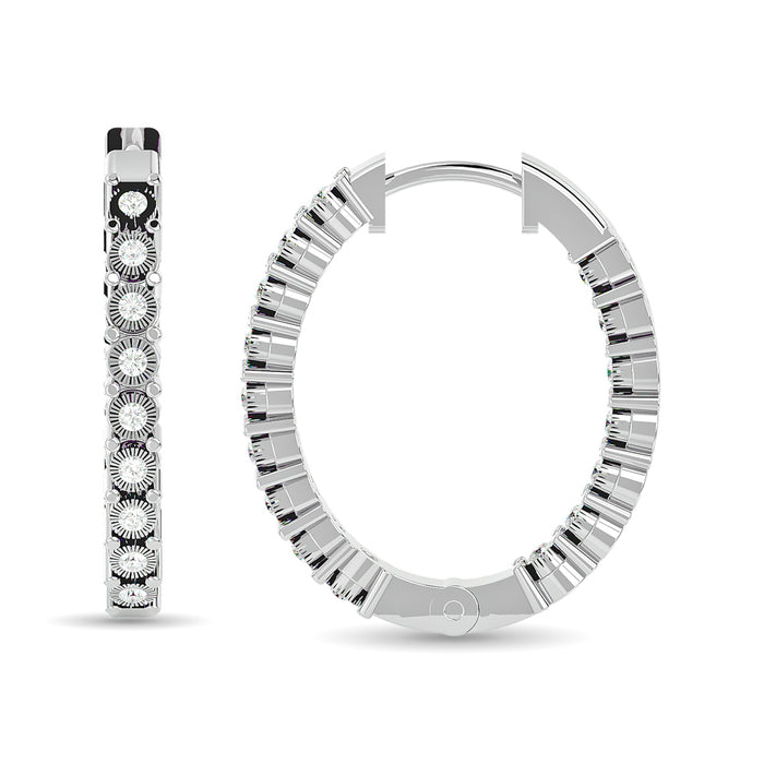 Diamond 1/8 ct tw Hoop Earrings in 10K White Gold