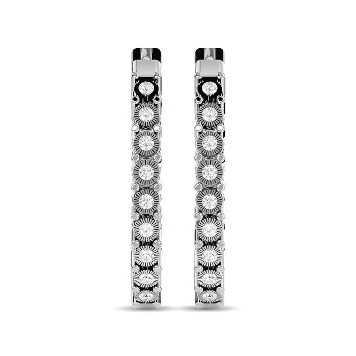 Diamond 1/8 ct tw Hoop Earrings in 10K White Gold