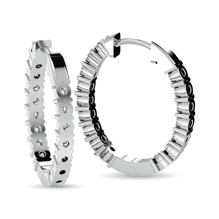 Diamond 1/8 ct tw Hoop Earrings in 10K White Gold