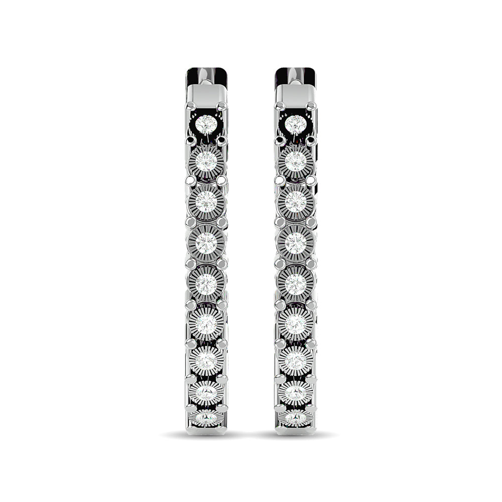 Diamond 1/5 ct tw Hoop Earrings in 10K White Gold