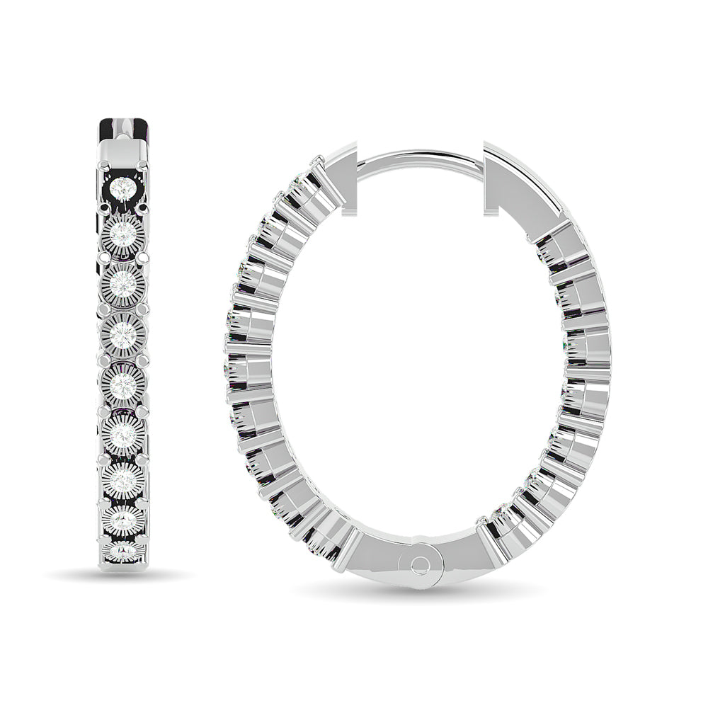 Diamond 1/3 ct tw Hoop Earrings in 10K White Gold