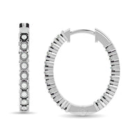 Thumbnail for Diamond 1/3 ct tw Hoop Earrings in 10K White Gold