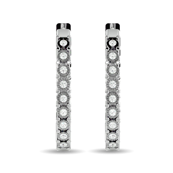 Diamond 1/5 ct tw Hoop Earrings in 10K White Gold