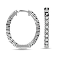 Thumbnail for Diamond 1/5 ct tw Hoop Earrings in 10K White Gold