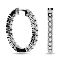 Thumbnail for Diamond 3/8 ct tw Hoop Earrings in 10K White Gold