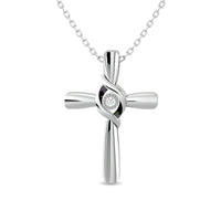 Thumbnail for Diamond 1/50 ct tw Cross Pendant in Sterling Silver