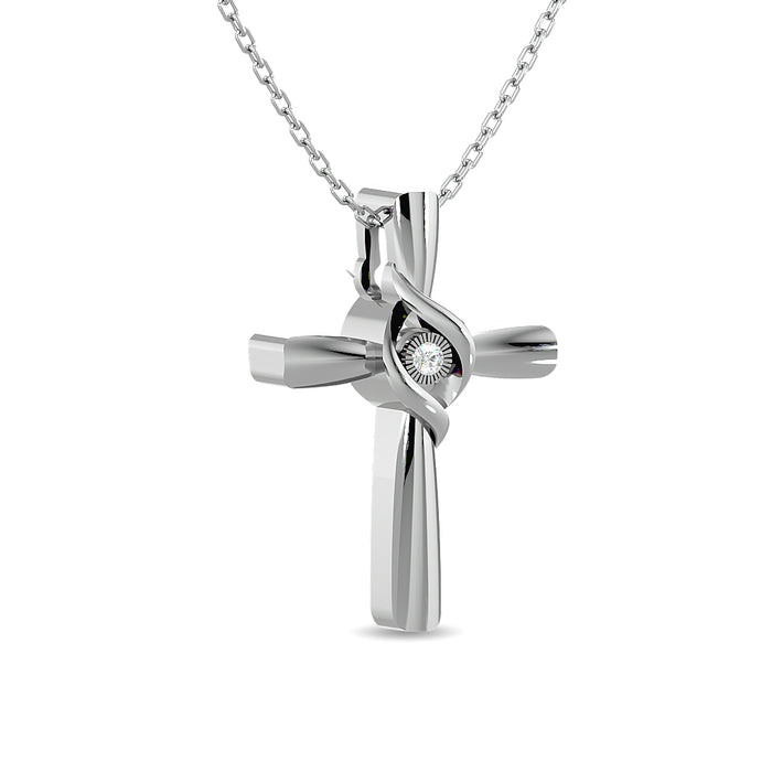 Diamond 1/50 ct tw Cross Pendant in Sterling Silver