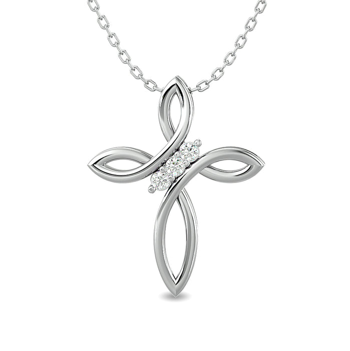 Diamond 1/20 ct tw Cross Pendant in Sterling Silver