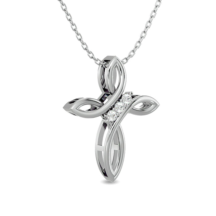 Diamond 1/20 ct tw Cross Pendant in Sterling Silver