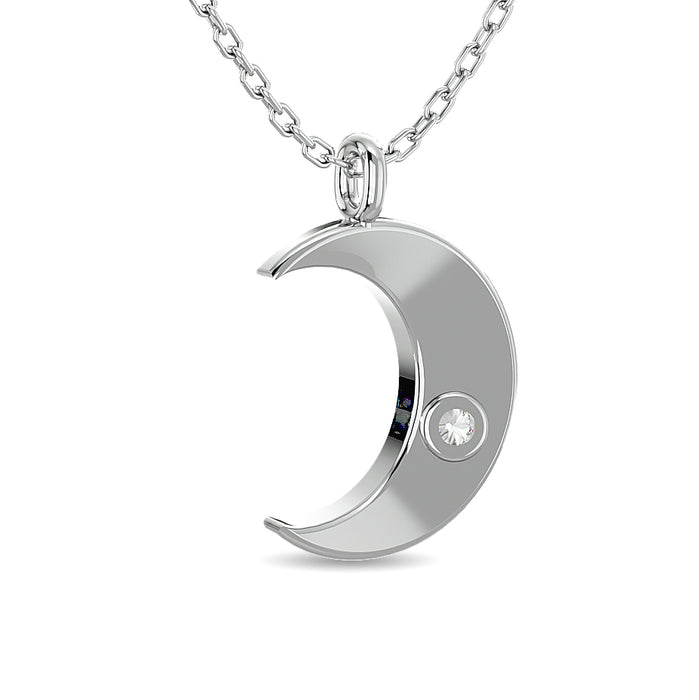 Diamond 1/20 ct tw Moon Pendant in Sterling Silver