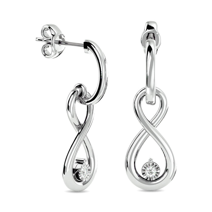 Diamond 1/20 ct tw Infinity Earrings in Sterling Silver