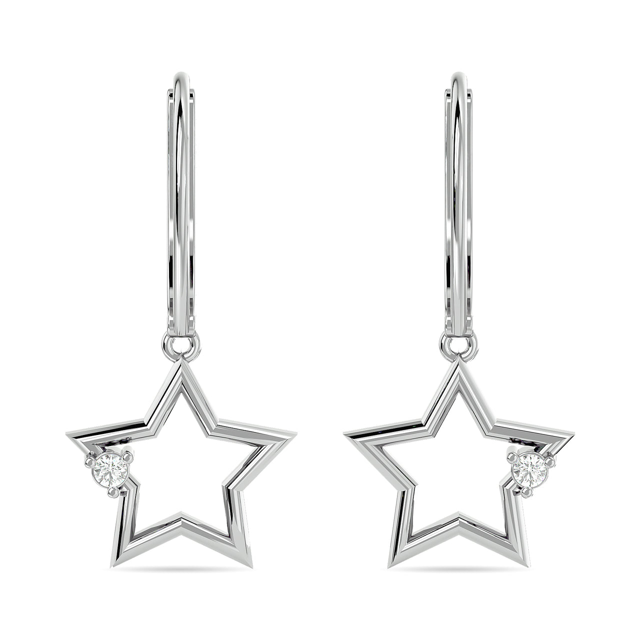 Diamond 1/20 ct tw Star Earrings in Sterling Silver