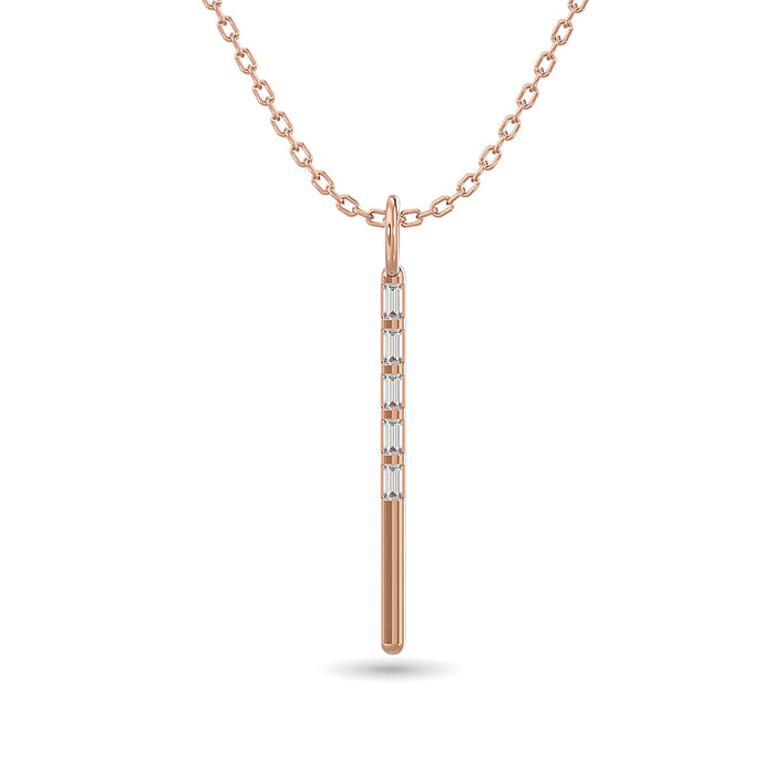 Diamond 1/10 Ct.Tw. Straight Baguette Bar Pendant in 10K Rose Gold