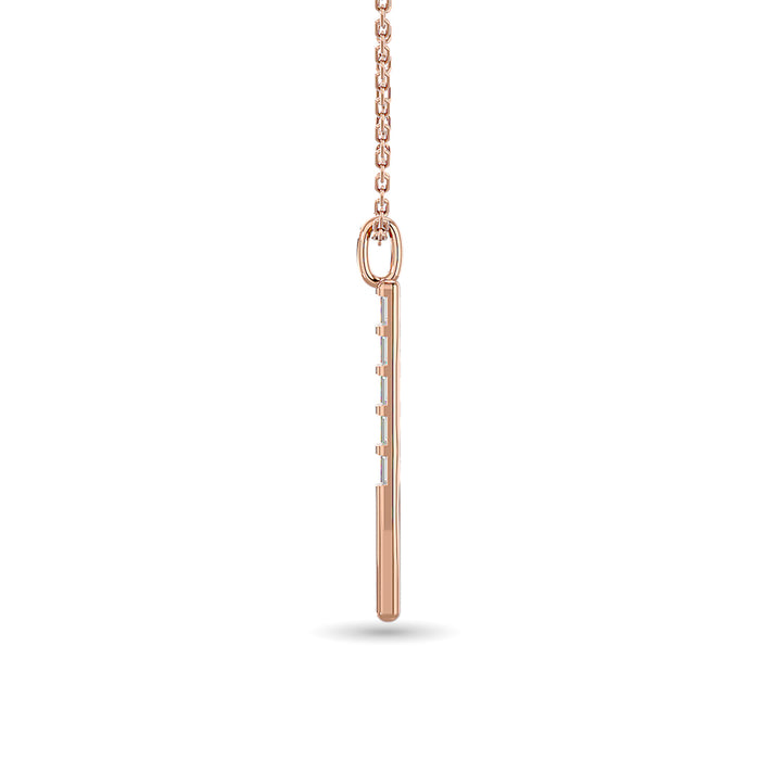 Diamond 1/10 Ct.Tw. Straight Baguette Bar Pendant in 10K Rose Gold