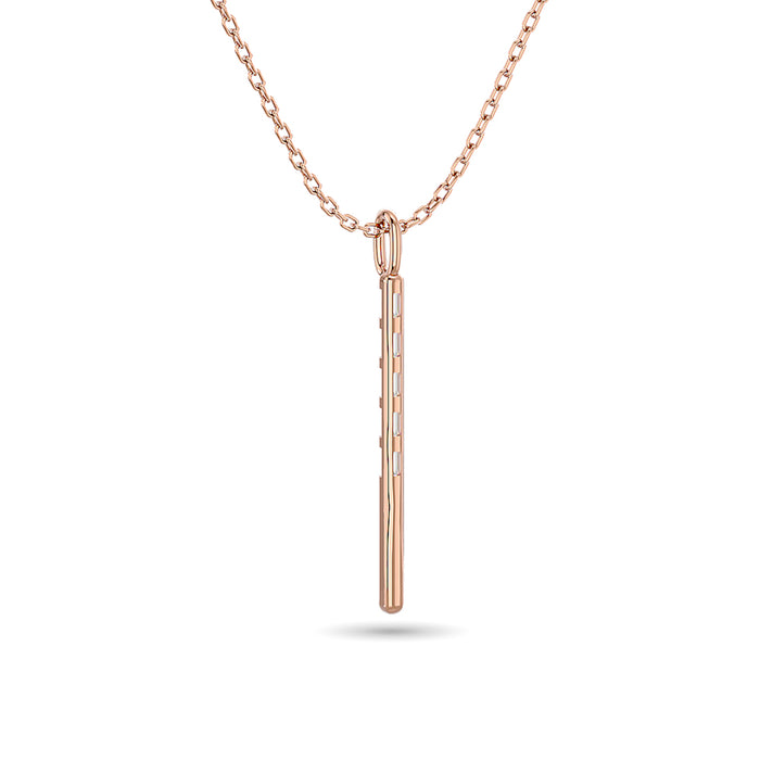 Diamond 1/10 Ct.Tw. Straight Baguette Bar Pendant in 10K Rose Gold