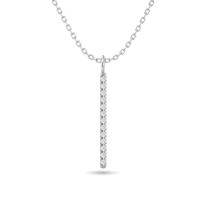 Diamond Bar Pendant 1/8 ct tw in 10K White Gold