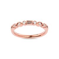 Thumbnail for Diamond 1/5 ct tw Round and Straight Baguette Stackable Ring  in 14K Rose Gold