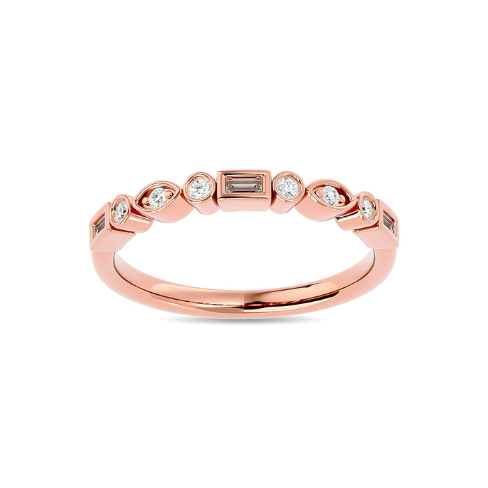 Diamond 1/5 ct tw Round and Straight Baguette Stackable Ring  in 14K Rose Gold