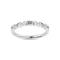 Thumbnail for Diamond 1/5 ct tw Round and Straight Baguette Stackable Ring  in 14K White Gold