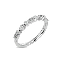 Thumbnail for Diamond 1/5 ct tw Round and Straight Baguette Stackable Ring  in 14K White Gold