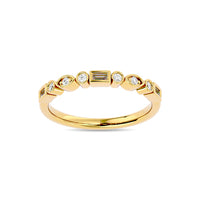 Thumbnail for Diamond 1/5 ct tw Round and Straight Baguette Stackable Ring  in 14K Yellow Gold