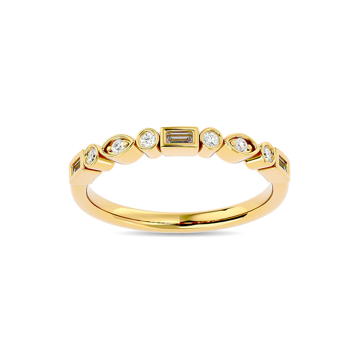 Diamond 1/5 ct tw Round and Straight Baguette Stackable Ring  in 14K Yellow Gold