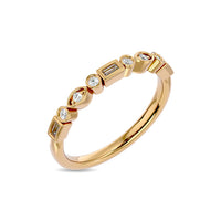 Thumbnail for Diamond 1/5 ct tw Round and Straight Baguette Stackable Ring  in 14K Yellow Gold