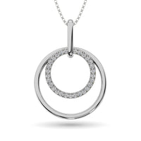 Thumbnail for Diamond 1/8 ct tw Duel Circle Pendant in 10K White Gold