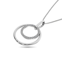 Thumbnail for Diamond 1/8 ct tw Duel Circle Pendant in 10K White Gold