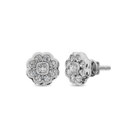 Thumbnail for Diamond 2/5 ct tw Flower Earrings in 10K White Gold
