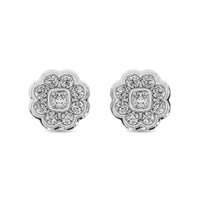 Thumbnail for Diamond 2/5 ct tw Flower Earrings in 10K White Gold