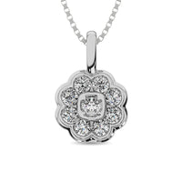 Thumbnail for Diamond 1/4 ct tw Flower Pendant in 10K White Gold