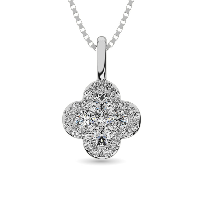 Diamond Clover Pendant 1/3 ct tw in 14K White Gold