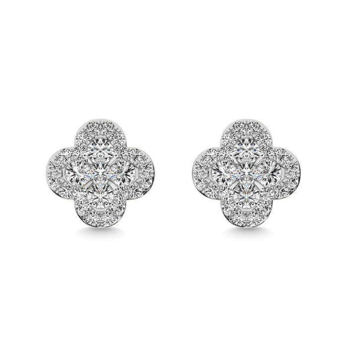 Diamond Clover Earrings 3/8 ct tw in 14K White Gold