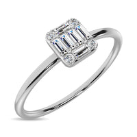 Thumbnail for Diamond 1/10 ct tw Round and Baguette Cut Ring in 10K White Gold